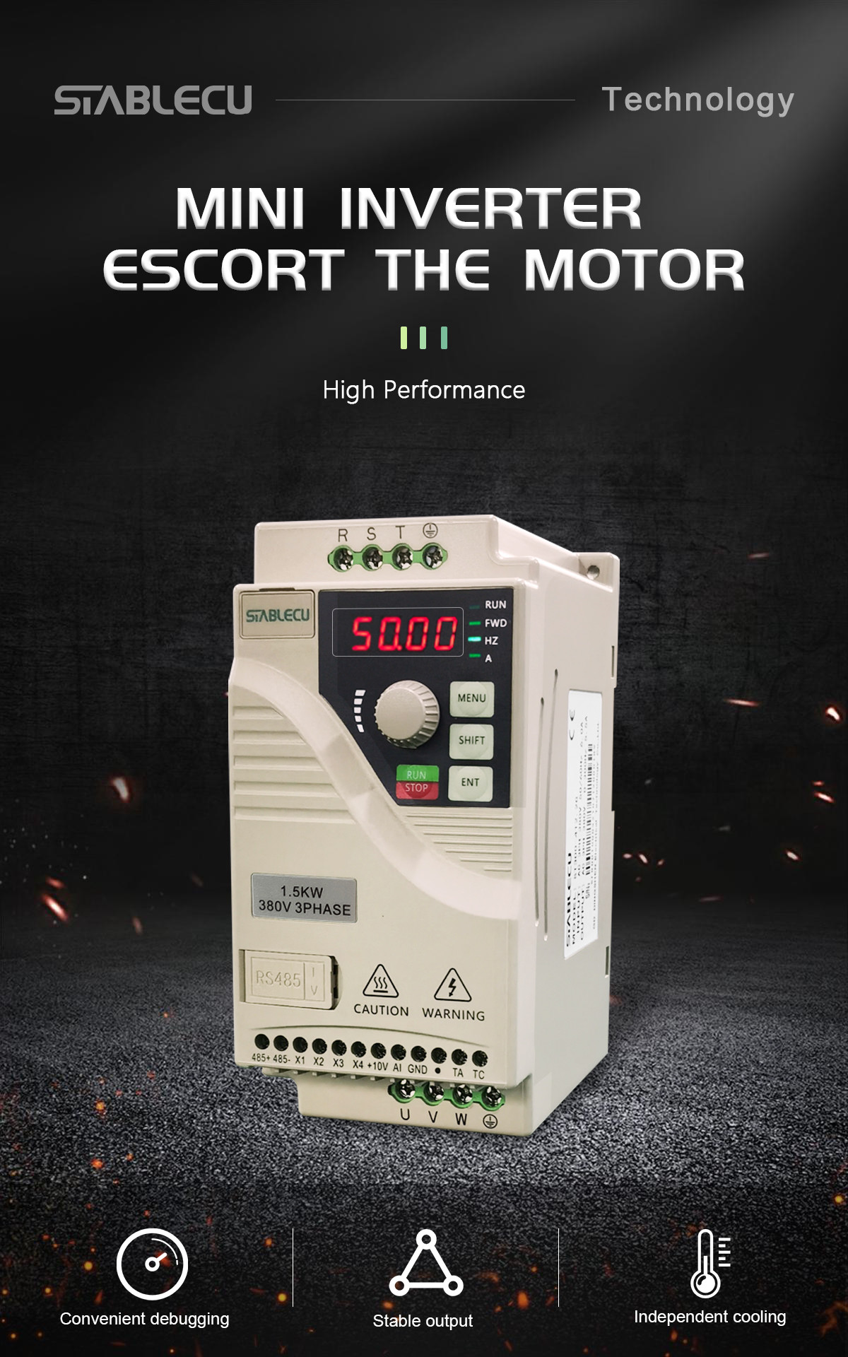 220V Single Phase Frequency Converter 0.75KW 1HP Input Mini VFD