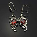 18k Rose Gold Plated 925 Silver Garnet Cubic Zircon Dangle Earrings(SE10015)