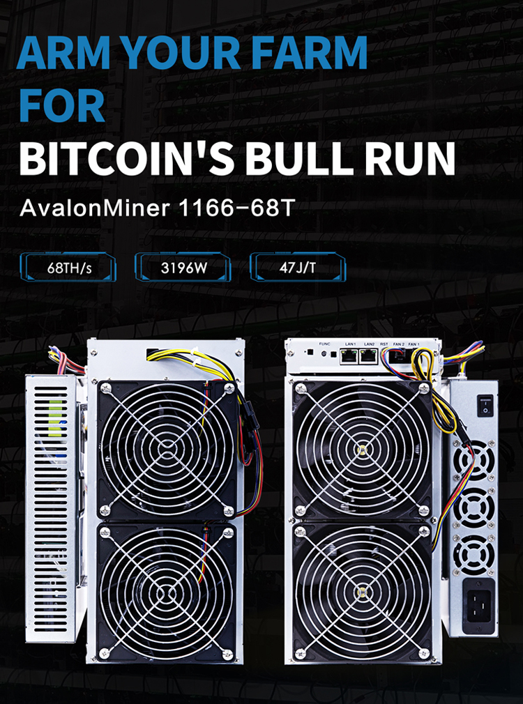 512Mhz ASIC BTC Miner 3196W Used Avalonminer 1166 68T 47J/T