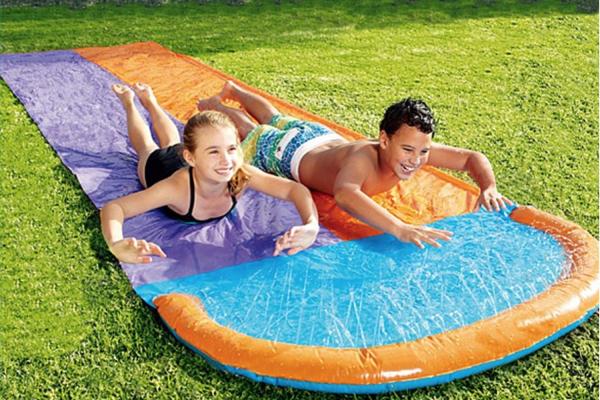 Buy cheap PVC Colored Inflatable Double Splash Water Slide 60~120cm Bounceland Double Slide from wholesalers
