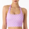 Buy cheap Spring Plaid Hanging Neck Womens Sports Bra Fitness Yoga Vest from wholesalers