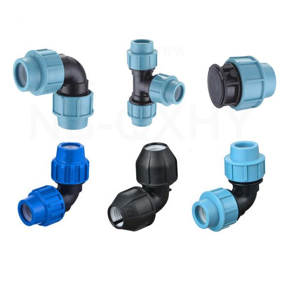 Customer Requirements 90deg Angle Light Blue PP Compression Fittings with