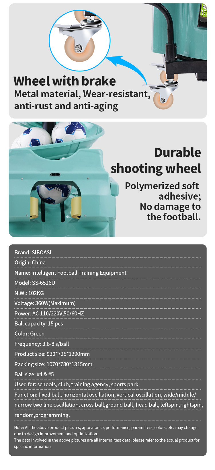 AC 100V Programmable Football Throwing Machine Football Training Equipment