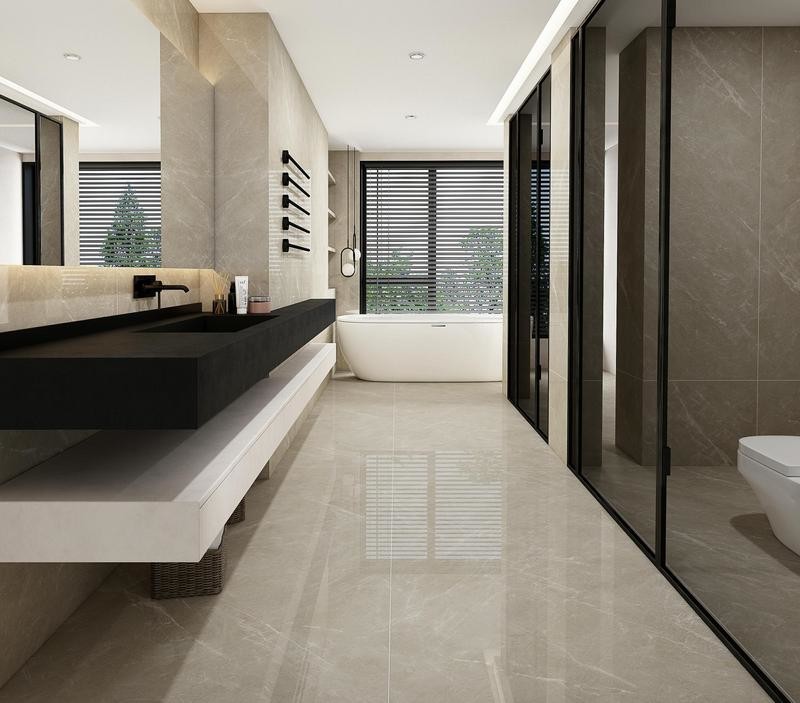Vintage Non-Slip Indoor Floor Glazed Polished Porcelain Tile 900x1800x9mm For Project And Antibacterial Gray Tile For Hotel
