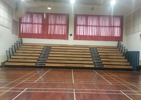 Durable / Generous Wood Bleacher Seating , Retractable Gym Seating For Sport