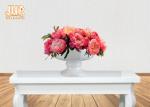 Footed Glossy White Fiberglass Flower Pots Floral Arrangement Display
