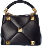 Twist Lock Valentino Roman Stud Luxury Brand Handbags Leather Lining