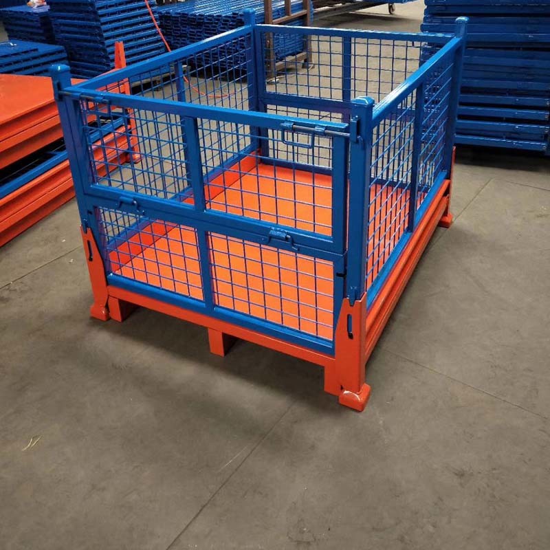 Heavy Duty Stackable Metal Pallet Cage For Warehouse Storage Mesh Bins