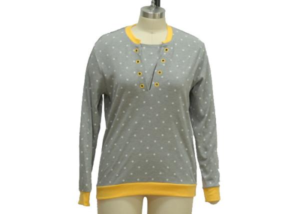 Cute Elbow Star Patch Casual Ladies Wear Cotton Winter Pajamas Big Eyelet At
