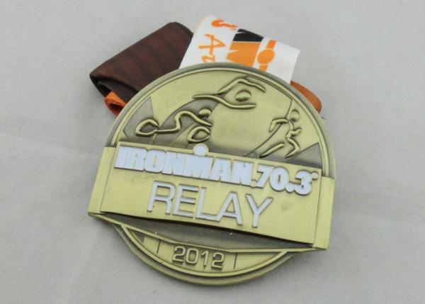 Buy cheap Antique Brass Plating Ribbon Medals Die Casting , Iron Man Medal from wholesalers