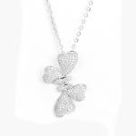 1.73g Sterling Silver Cubic Zirconia Pendant Heart Bow Shape