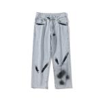 OEM Logo Hand Painted Straight Leg Jeans Graffiti Pants Factory Low MOQ