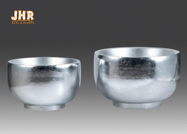 Buy cheap Cup Shape Silver Leafed Fiberglass Flower Pots , Fiberglass Flower Bowls from wholesalers