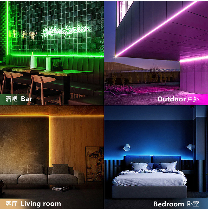 Bluetooth APP Control RGB LED Neon Strip Light 10ft With 16 Million DIY Colors Dimmer