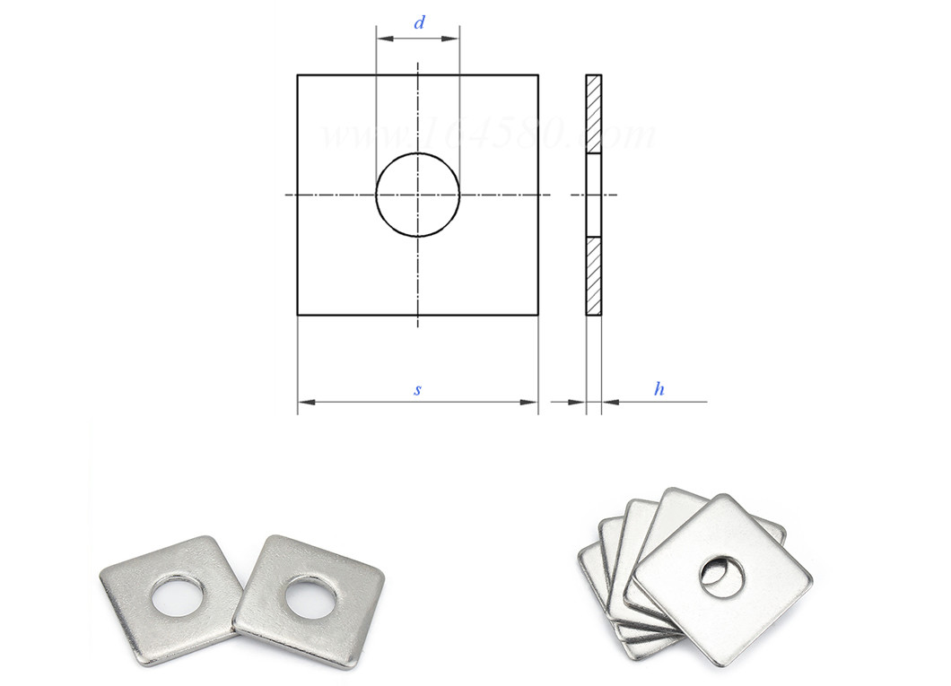 Customized Square Steel Washers Grade 8.8 M10 Square Washer DIN 6797