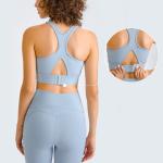 Three Row Buckle Womens Sports Bra Back Hollow Shockproof