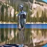 Buy cheap Custom Modern Abstract Man Stainless Steel Sculpture Life Size Mirror Polished Metal Art from wholesalers