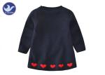 Hearts Jacquard Girls Knitted Dress A- Line Long Sleeves Round Neck With