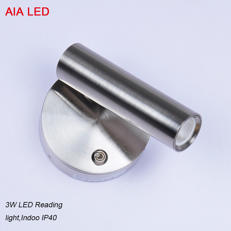 Silver brushed adjustable modern bedside LED wall lighting/led reading lamp for hotel room