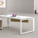 L Shape Executive Office Desks Sets White Single With Wooden Baffle