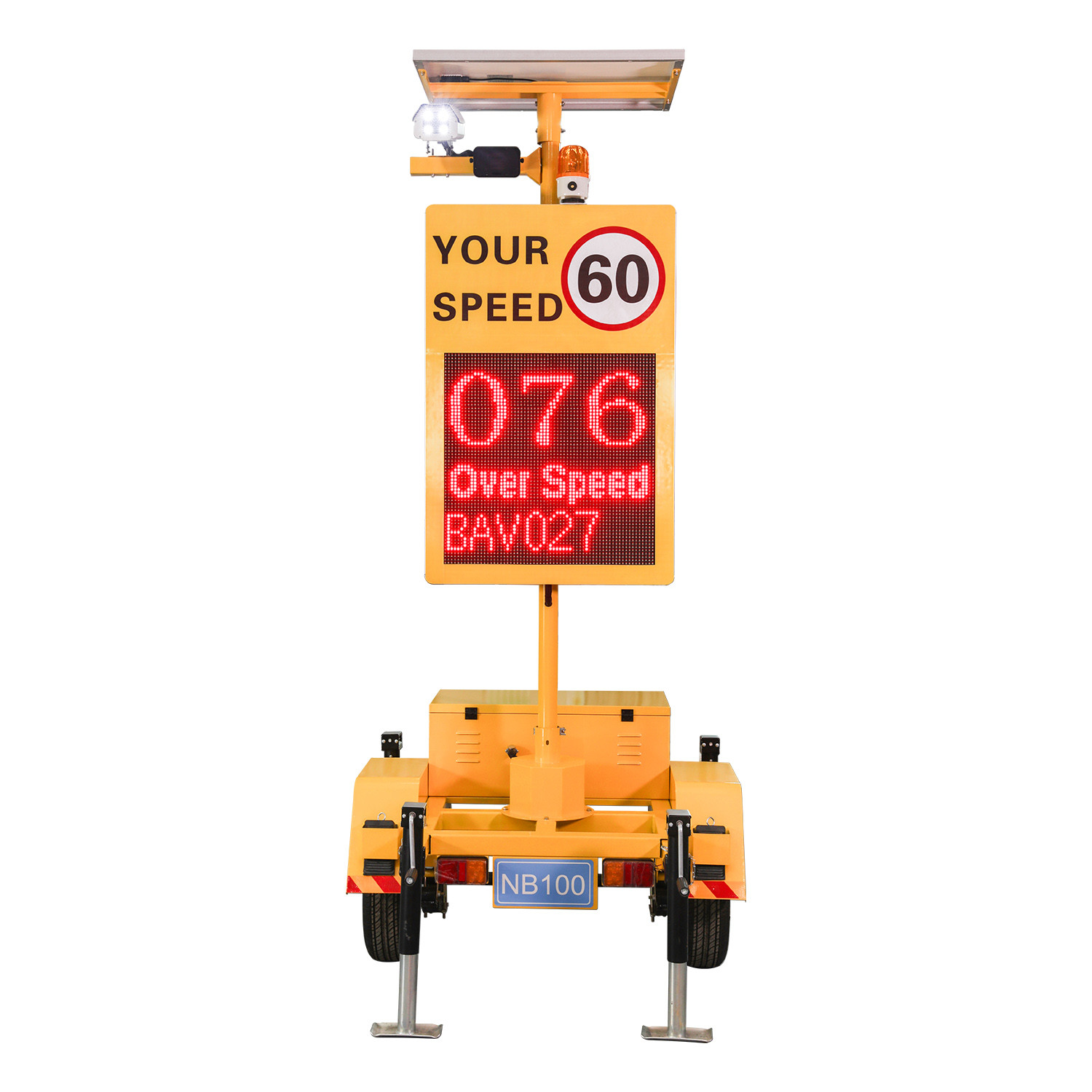 Portable Traffic Radar Speed Tailer With 100watt Solar Panel