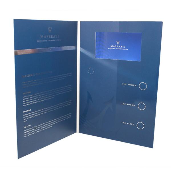 Folded Paper LCD Brochure Card 1200g Hard Cover Music HD Screen For Advertisemen