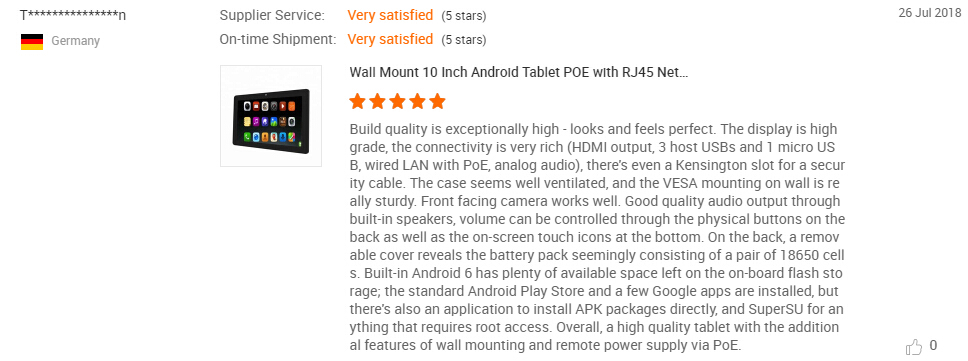 4G LTE Option RK3399 Wall Mounted POE Touchscreen Full HD 17.3 inch Android Tablet