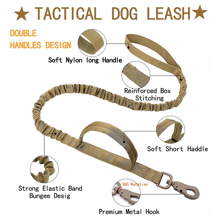 Heavy Duty Pet Collar Leash Tactical Dog Harness Vest with Handle