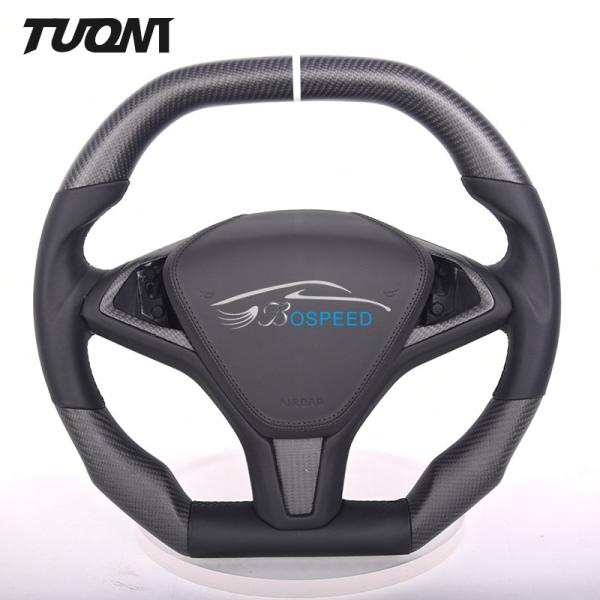Buy cheap Matte Tesla Model S/X Carbon Fiber Leather Steering Wheel Flat Top Flat Bottom from wholesalers