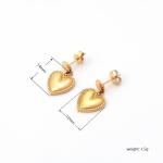 Stainless steel heart-shaped women's gold earrings with personalized peach heart