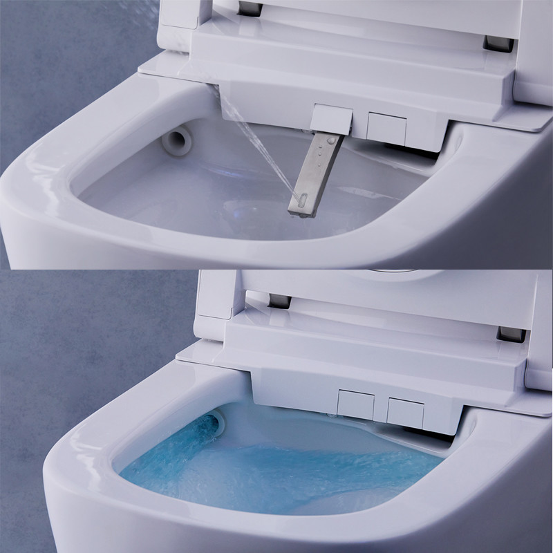 Modern One Piece Toilet With Auto Open Dual Flush Heated Seat Smart Bidet