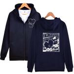 black Breathable 100% Cotton Blank Zip Up Hoodies Plus Size Anti Shrink
