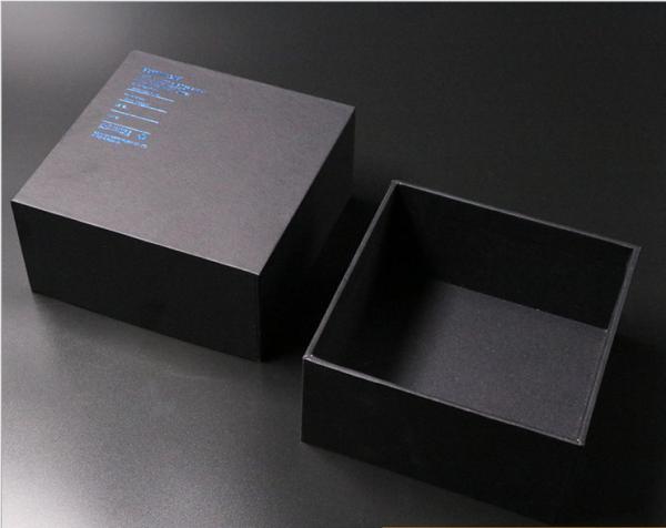 Buy cheap Customized black matte hot foil logo packaging boxes base and lid box wholesale from wholesalers