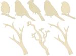 Laser Cut Wood Embellishment Hollow Out Wooden Leaves Bird Shape Ornament Wood