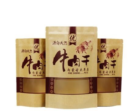 promotional cheap small brown kraft paper bags/k stand up karft paper bag with clear window