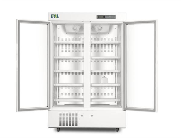 656L High Quality Double Glass Door Upright Pharmacy Medical Refrigerator For