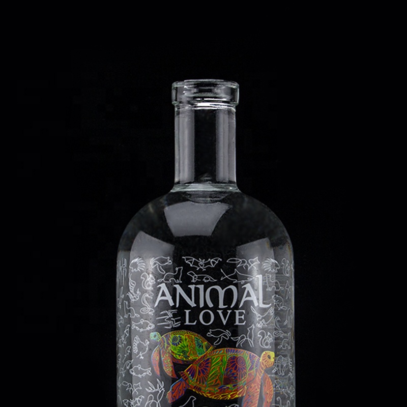Flint Glass 2022 Design Clear Decal Glass Bottle for Gin Whisky Rum Tequila Brandy