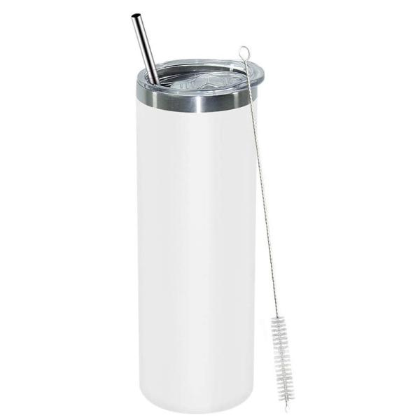 Buy cheap 20oz Stainless Steel Double Wall Vacuum Insulated Tumblers With Lid And Straw For Hot Cold Drinks White from wholesalers