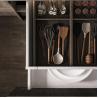 Buy cheap Custom Modern Skeleton Line Design Made Flat Wood Grain Finished Kitchen Cabinet Solid Wood Kitchen Cabinet from wholesalers
