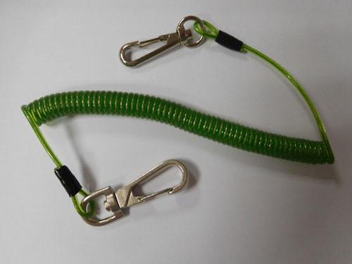 Quality 2Meter Lobster Clasp Hook Transparent Green Flexible Toll Safety Line Coiled Lanyard Rope for sale
