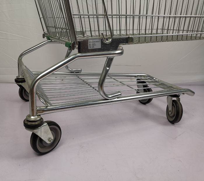 PU Wheels Grocery Shopping Trolley 210L Metal Shopping Cart With Beverage Chassis
