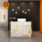 Solid Surface Nail Reception Table Small Reception Desk For Beauty Salon