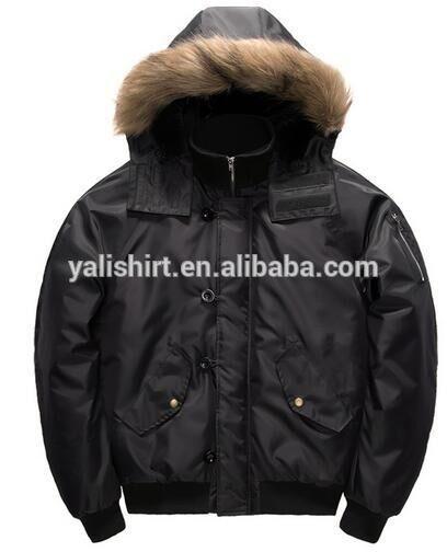 Buy cheap Men Detachable Faux Fur Lined Ma1 Bomber Jacket Long Sleeves With Rib Collar from wholesalers