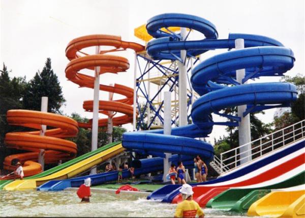 Buy cheap Fiberglass Tube Spiral Water Slide Red / Blue Swimming Pool Equipment from wholesalers