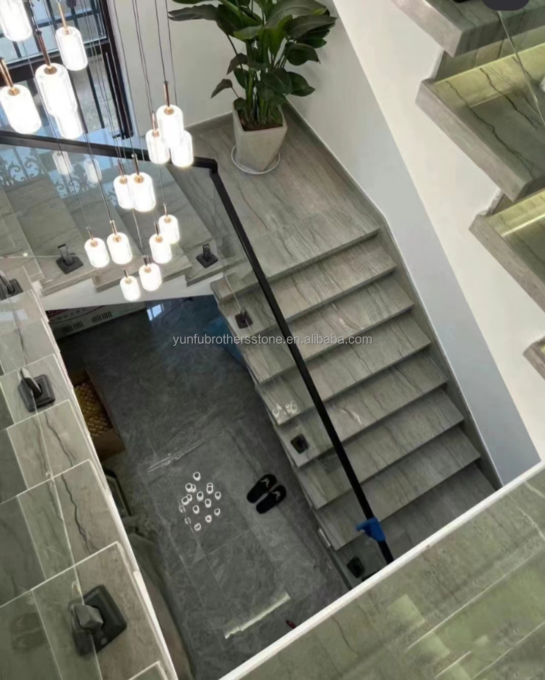 Engineered Flooring Wall Panels/Boards in Gray Wood Grain Marble for Customized Style