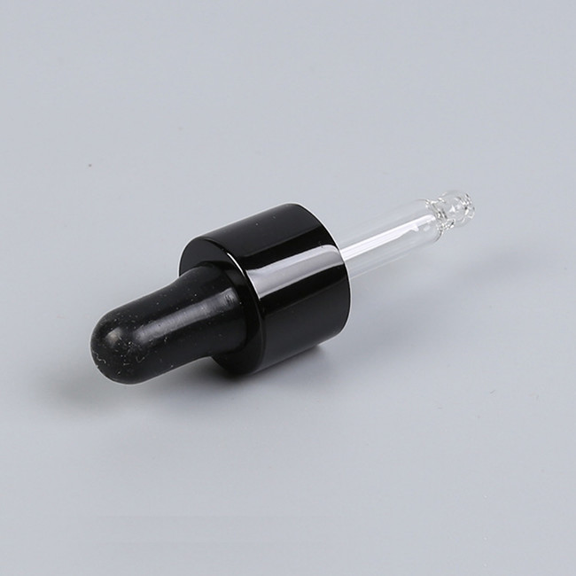 18/410 Shiny Black Aluminium Essential Oil Dropper Cap Oil Pipette Dropper