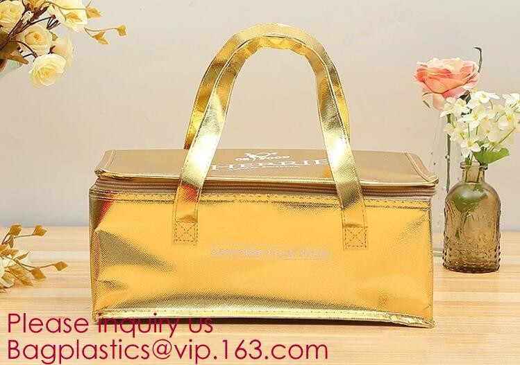 Insulated Thermal Non Woven Aluminum Foil Cooler Bag For Frozen Food,Reusable Insulated Aluminum Foil Thermal Lunch Cool