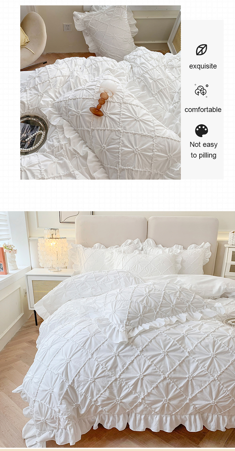 Air-permeable 7 Pieces Fluffy Duvet Quilt Bedding Set with Matching Curtains