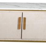 White PU Cover 20mm Marble Top TV Stand Gold Decoration With MDF Drawer