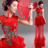 Buy cheap Chinese Style Improved Red Crepe Peony Embroidery Gorgeous Evening Dress TSJY116 product
